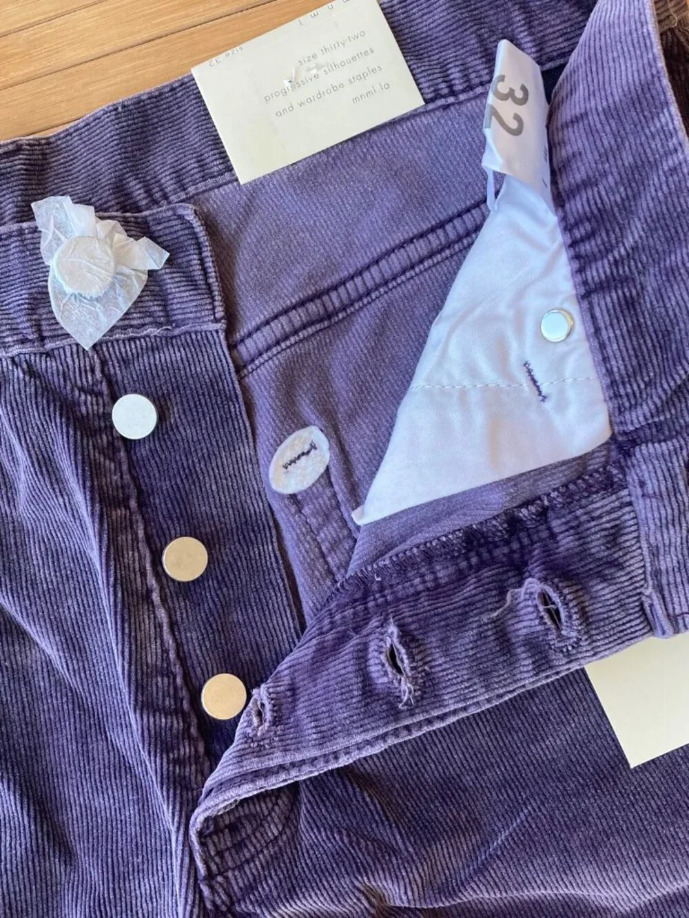 MNML B428 Corduroy Flare Pants Button Fly Mens 32 Purple Two Tone NWT